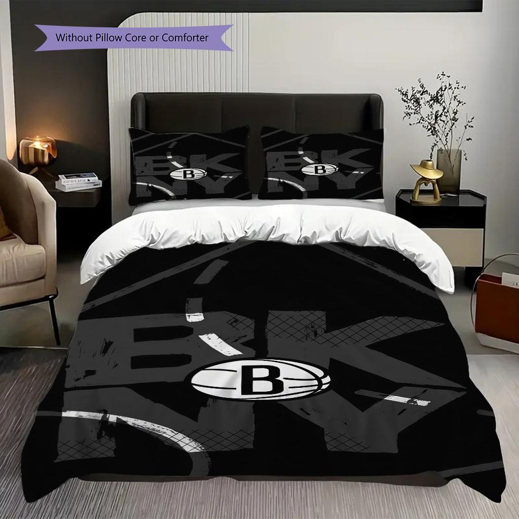 Brooklyn Nets Basketball Legacy Bedding(1 * duvet cover + 2 * pillowcase, without core)Soft and comfortable Bedding set Christmas birthday gift