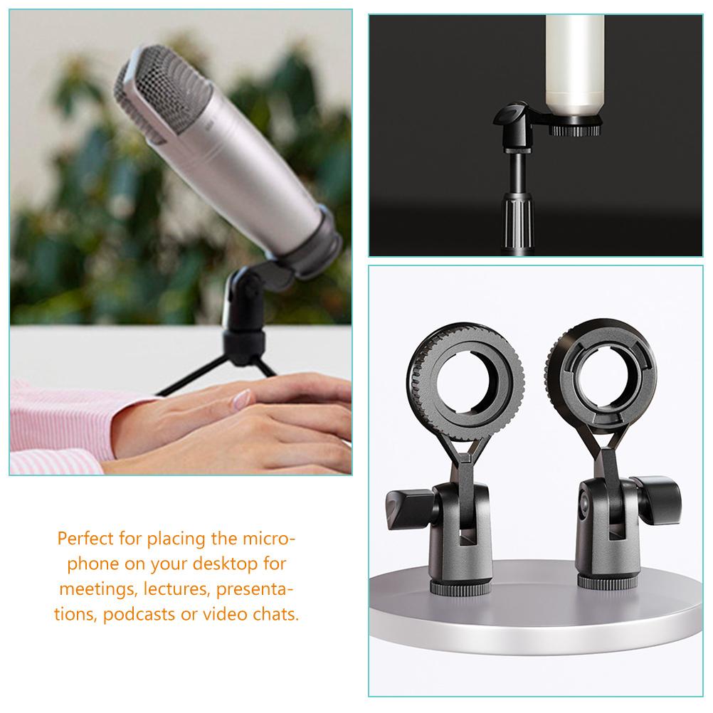 4pcs Mic Stand Clip Microphone Holder 270 Degree Rotation Standard Threaded Connection Universal Mic Clip Ring Bracket