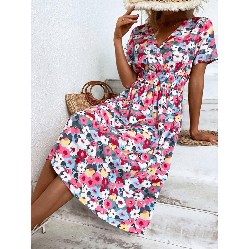 2025 New Fashion Trend Dresses Spring Summer Printed Waist Dresses Fashion Women's