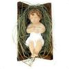 3.5" Tall Baby Jesus Christ Figure In Wooden Manger Laying On Natural Hay Figurine Doll for Nativity Sets Holy Gift