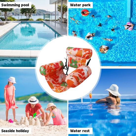 Inflatable Pool Floats for Adult Heavy Duty Pool Lounge Chairs Tropical Plants Pattern Water Floating Hammock for Summer Pool Beach Lake