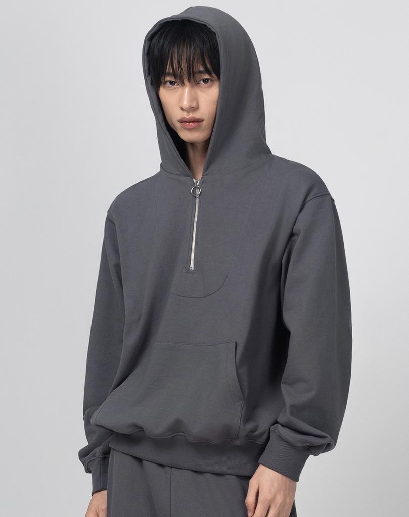 Solid Half-Zip Hoodie [Dark Gray]