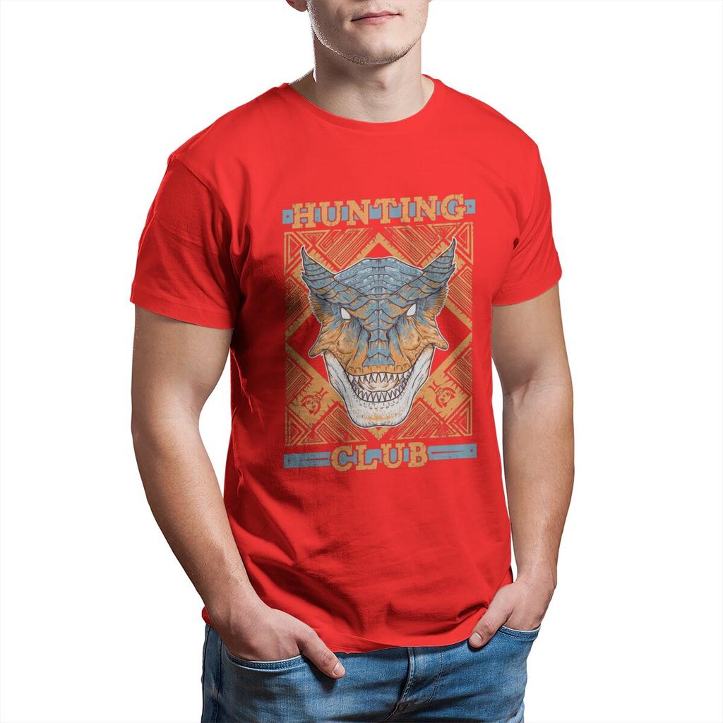 Monster Hunter World  Hunting Club Tigrex Unisex T-Shirt for Men 100% Cotton Novelty T-Shirt  RPG Game Tees  Tops Printed