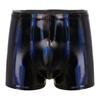 Mens Wet Look Patent Leather Shorts Boxer Brief Soft Stretchy Short Pants Clubwear