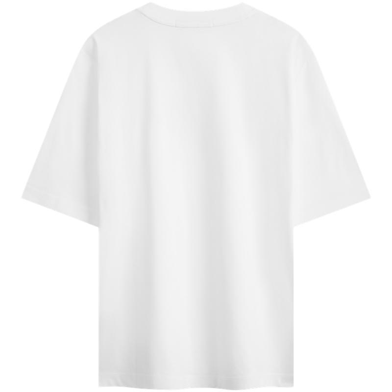 Calvin Klein Embroidered Square Logo Cotton Loose Short Sleeve T-Shirt Women Tops Moonlight-White J223466