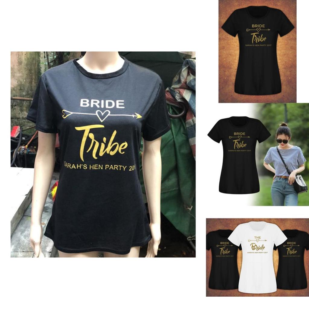 Bride Tribe Letter Print Short Sleeve T Shirt For Women Breathable Fashion Casual Wear