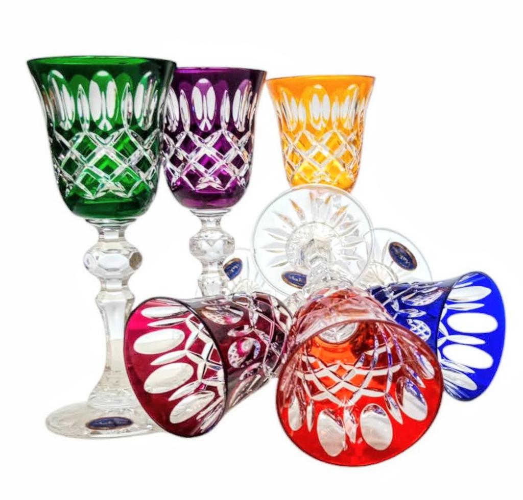 Colorful crystal liqueur glasses 60ml Krata Oliwka