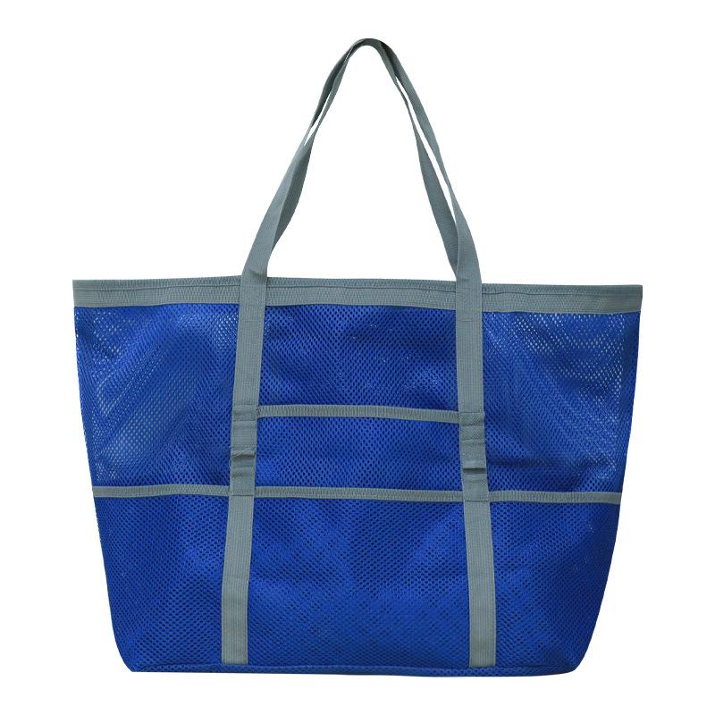 Summer Large Capacity Mesh Beach Bag For Towels 8 Pockets Durable Beach Bag For Toys Waterproof Underwear Pocket Beach Tote Bag