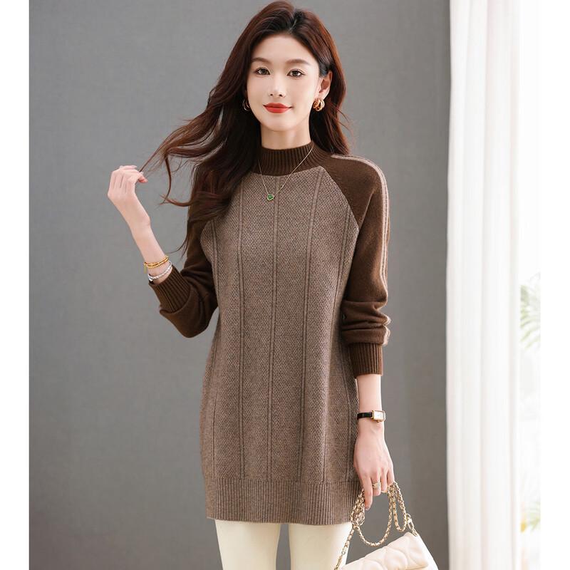 Snowflying Women s Striped Half-High Collar Knit Top XL