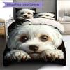 Black Maltese Pattern Bedding Home Decoration Birthday Gift (1 * duvet cover + 2 * pillowcase, without core)