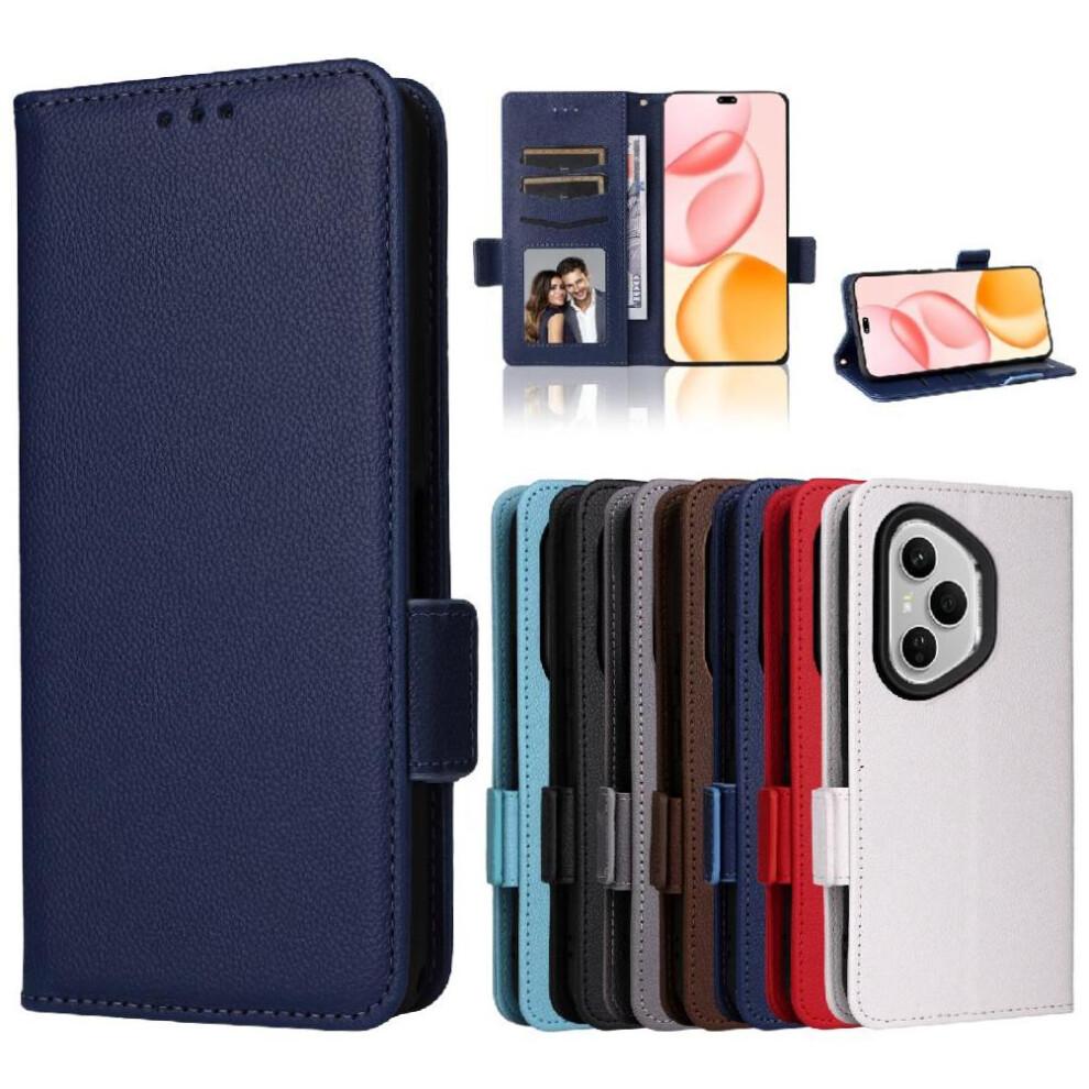 (Blue) Flip Case for Honor 400 Pro Magnetic Card Slots Holder Wallet Pu Leather Side Buckle