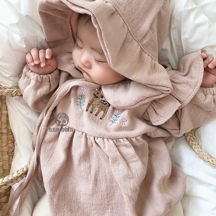 Clearance: Korean Baby Rompers - Deer & Floral Ruffles for Autumn