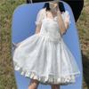 Japanisches süßes süßes Mädchen-Lolita-Kleid mit Puffärmeln, weißes Kawaii-Tutu-Prinzessinnenkleid, Lolita-Feenkleid, koreanisches weißes Kleid
