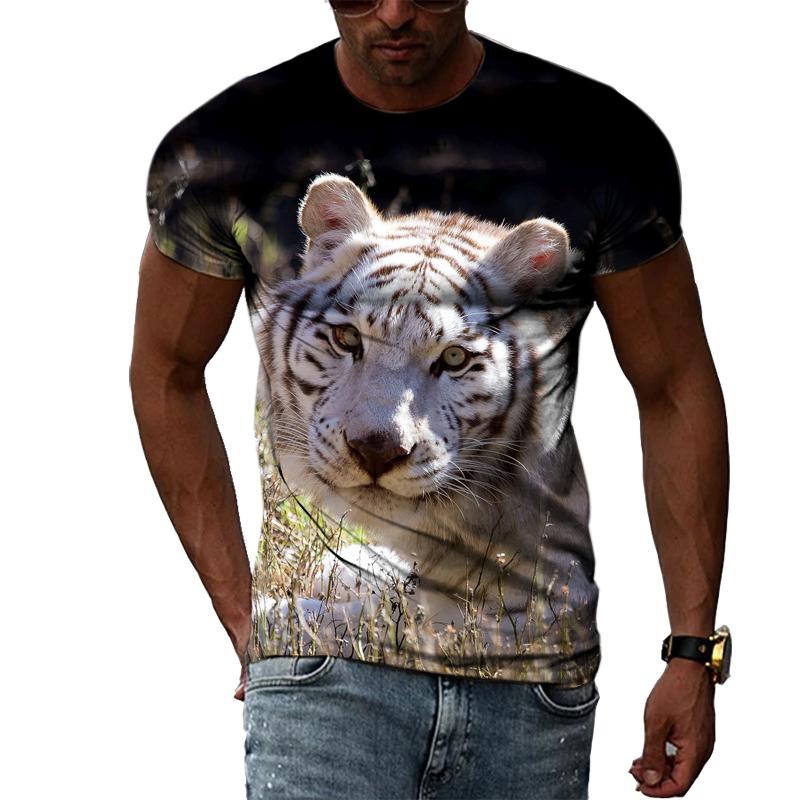 Trendige Herren-T-Shirts mit O-Ausschnitt, Tier-Tiger-Grafik, Sommermode, Persönlichkeit, cooler Stil, Harajuku-Druck-T-Shirts mit kurzen Ärmeln
