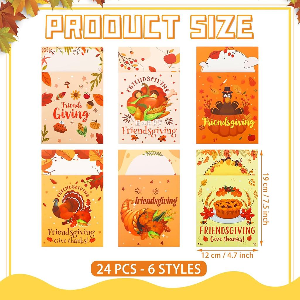 24 Pcs Friendsgiving Decorations Cutlery Holder Set, Thanksgiving Utensil Holder Pockets Table Decor for Friendsgiving Fall Autumn Harvest Party