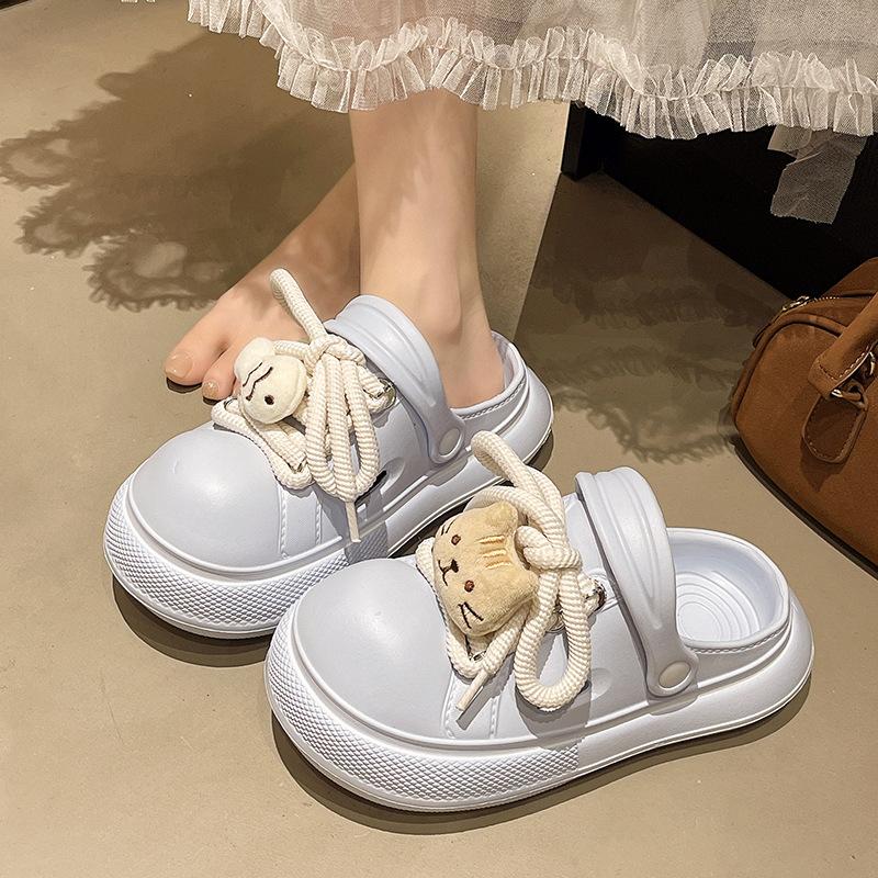 Cute Ugly Cute Big Head Hole Shoes Women Wear 2025 Spring and Summer New Straps Cartoon Versatile College Style Two Slippers