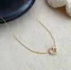 18K Gold-Plated Sterling Silver Interlocking Ring Necklace, Simple & Versatile Design, Elegant Clavicle Chain.