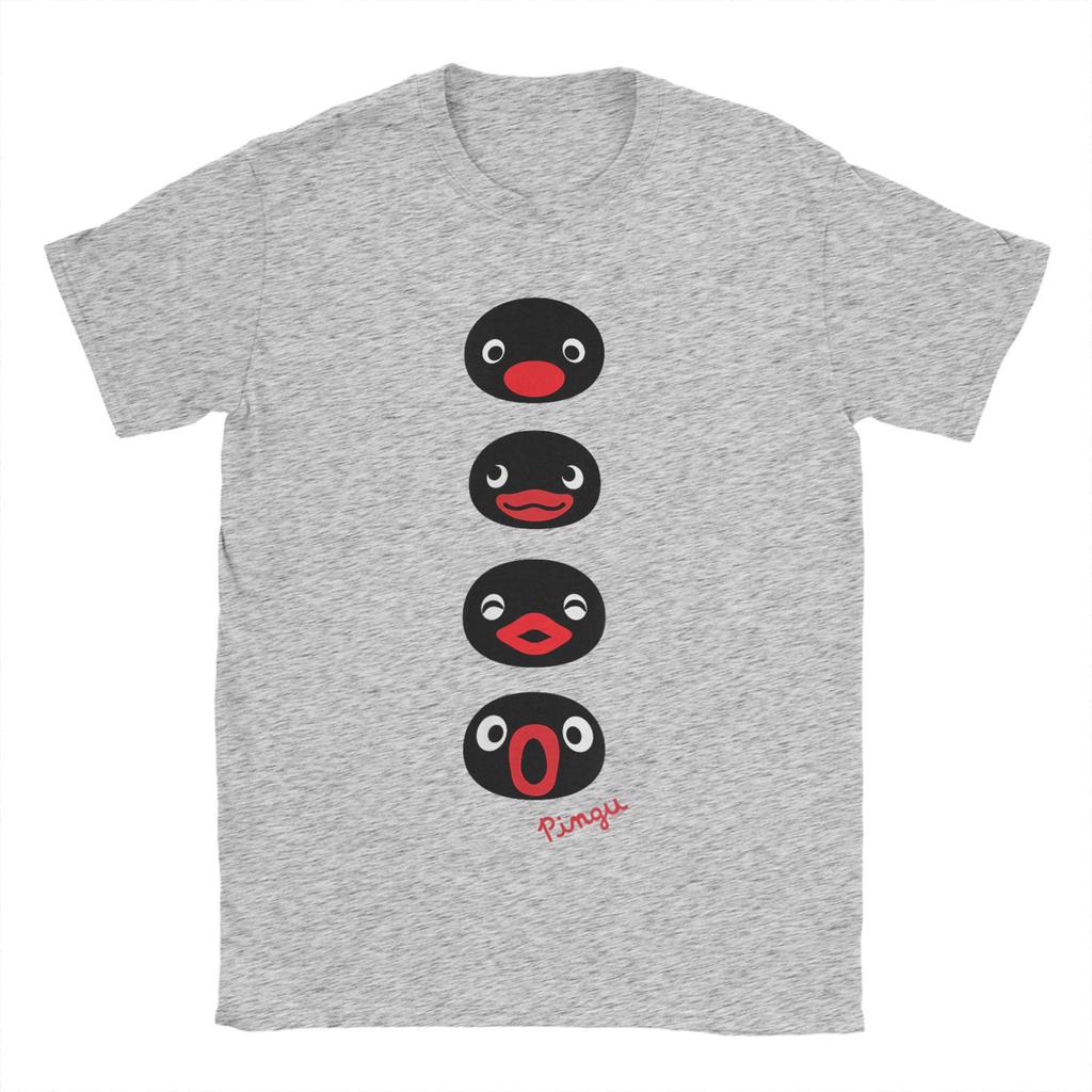 Amazing Pingu Faces of Pingu T-Shirt for Men O Neck Pure Cotton T Shirt Short Sleeve Tees Summer Tops