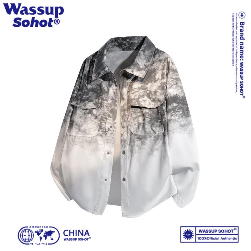 Wassup Sohot Men s Tie-Dye Gradient Shirt Jacket L