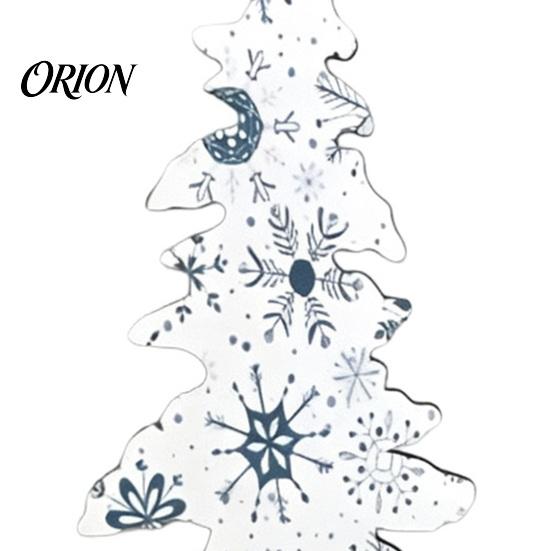 Blue And White Winter Decor 5Pcs Wooden Christmas Tree Ornaments, Nordic Style Indoor Holiday Home Accents Plaid/Snowflake/Polka Dot Desktop