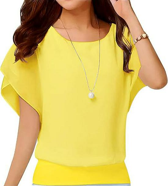 Plus Size Women's Summer Five-Sleeve Chiffon Top