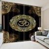 2 Panel Gold Black Curtain Pattern Geometric Curtain for Bedroom Living Room Floor-to-ceiling Window Shutters Blinds Grommet Top