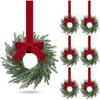 Christmas Kitchen Cabinet Wreaths With Plaid Bow Ribbon Hanging Cabinet Doors Wreaths Decorative For Kitchen Window Outdoor Indoor Holiday Decor