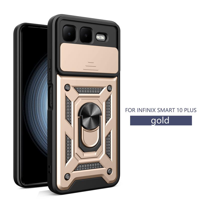 For infinix Smart 10 Plus 4G Case Shockproof Armor Magnetic Holder Ring Case For infinix Smart 10Plus Slide Lens Protector Cover