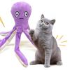 Octopus Cat Toy with Squeaker Fluffy Tentacle Teaser Biting Toy Chew-resistant Octopus Toy Interactive Pet Plaything for Cats