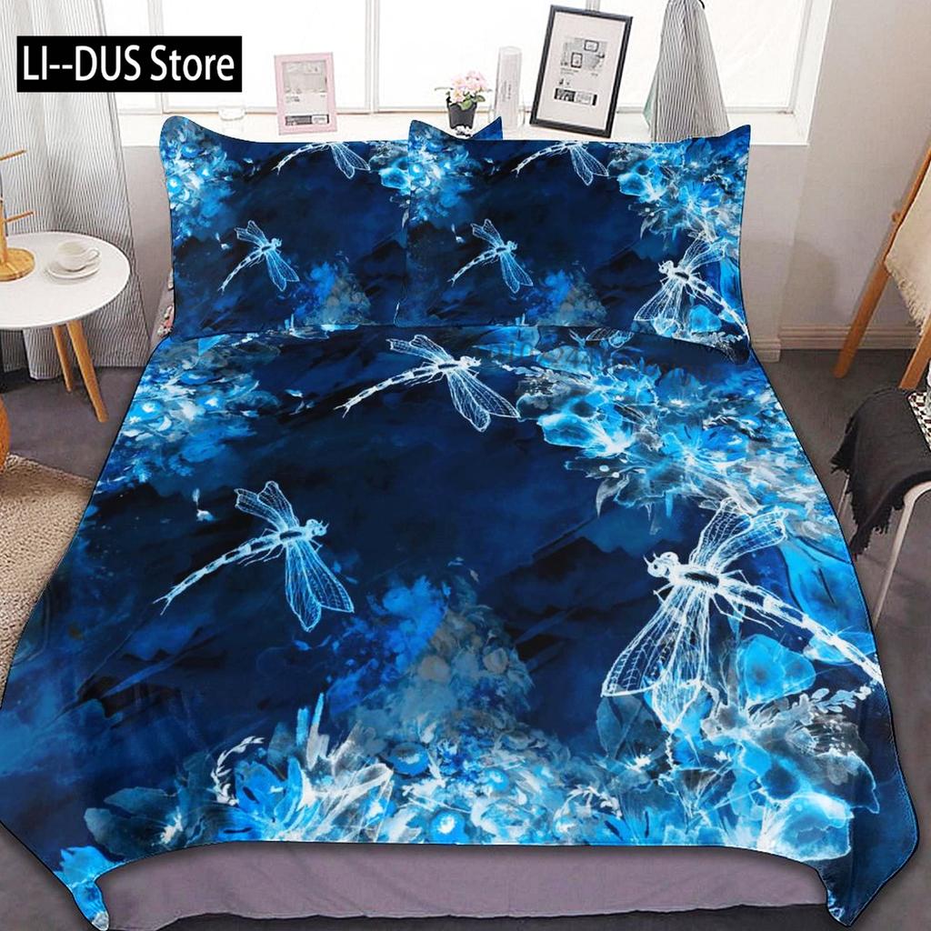 Comforter Colorful Dragonfly Wing Queen Size Bedding Set For Kids Teens Adult Comforter Decoration 3 Pcs Bed Set