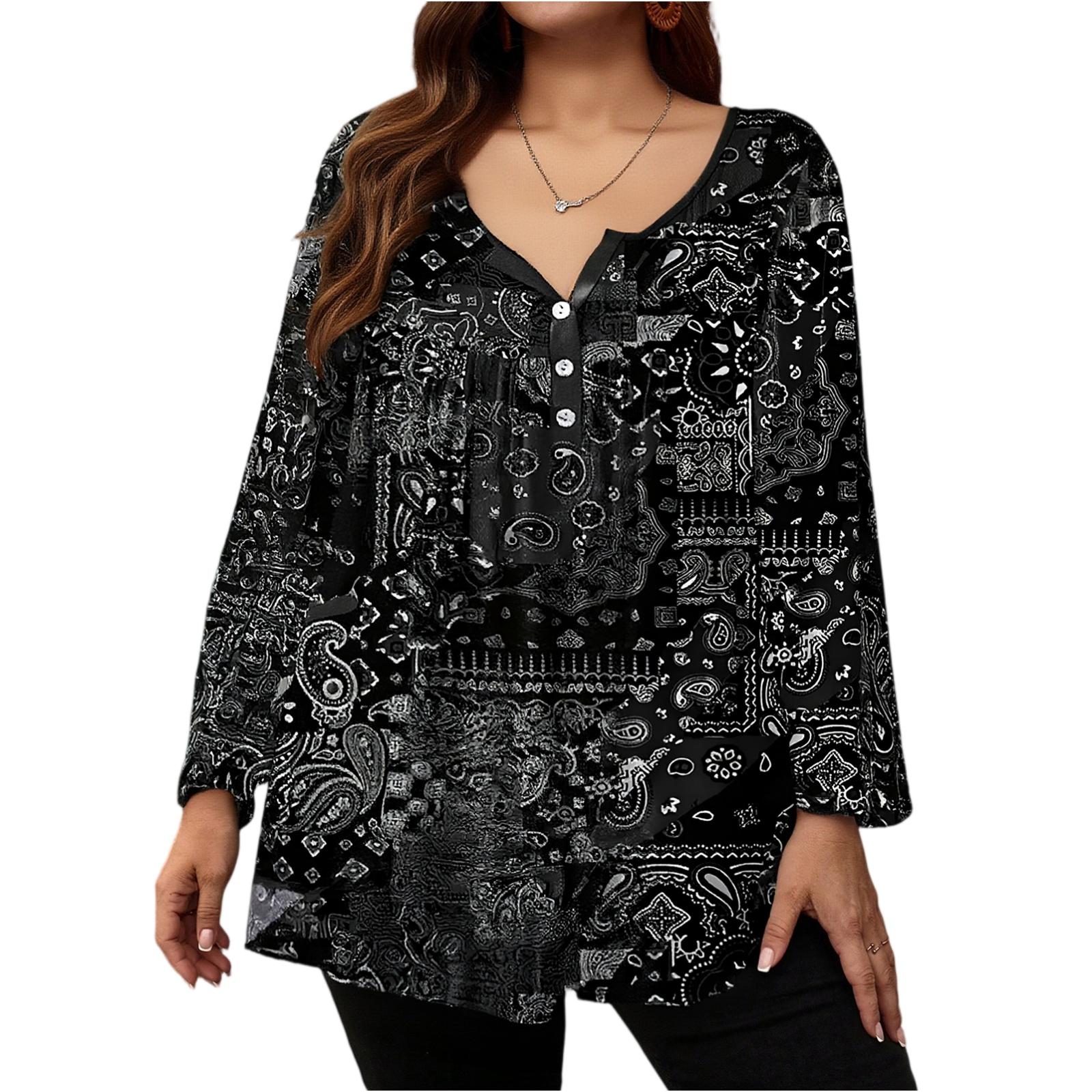 Women s Fashion Casual Oversized  Long Sleeve Loose Fit Top XXL чёрный