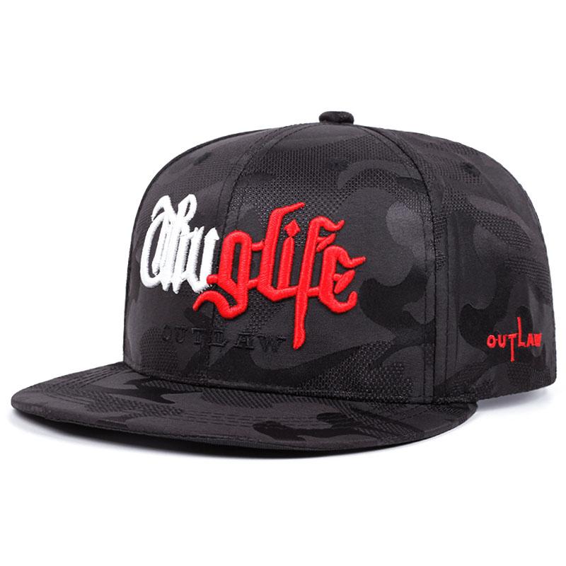 Mode Neue flache Krempe Hut Riot Life Bestickt Street Hip Hop Hut Sonnenschutz Dekoration Baseballkappe Unisex