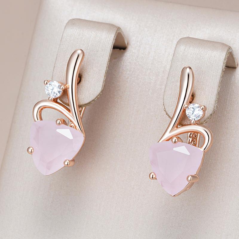 Rose Gold Color Drop Earrings For Women Unusual Pink Natural Zircon Accessories Fashion Daily Vintage Jewelry