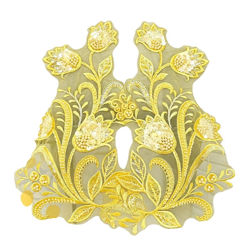 Multi Colored Bead Lace Three-Dimensional Nail Bead Floral Embroidery Applique Floral Design Performance Costume Accessories