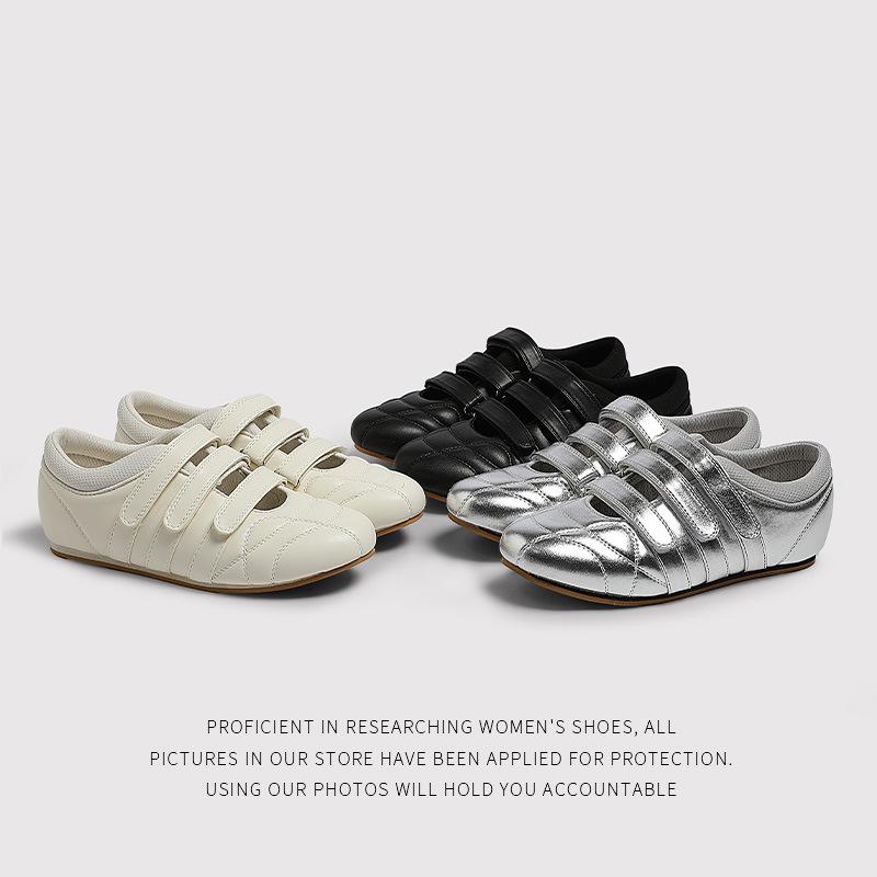 Fashion Flat Mary Jane Single Shoes Women'S Spring Velcro Breathable Little White Shoes Sports Casual Shoes