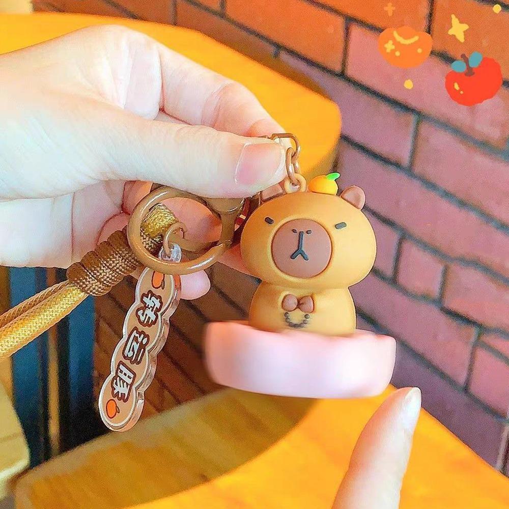 

Funny Capybara Key Chain Lotus Seat Capybara Keyring Capybara PVC Pendant Girls