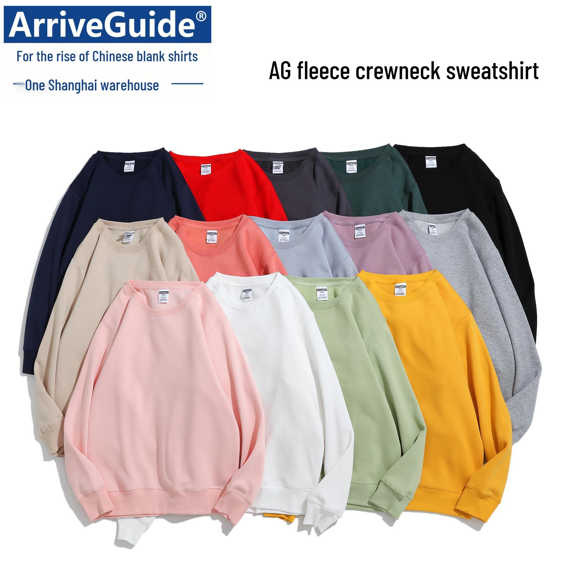 

Men s Heavyweight Fleece Crew Neck Sweatshirt Jacket - AG400 Grams, Trendy Brand Print, Long Sleeve, Autumn/Winter M