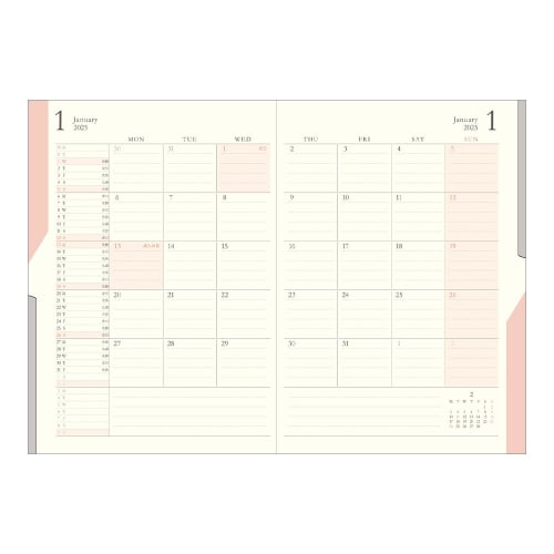 Midori Double Schedule Notebook 2025 B6 Monthly ToDo Orange 22323006 (Starting October 2024)