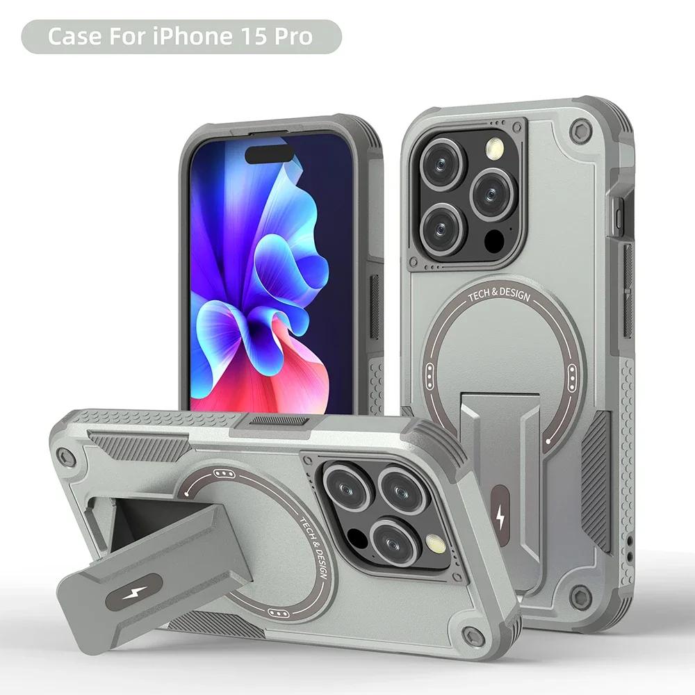 

For Magsafe Stand Invisible Phone Case for IPhone 17 16 15 14 11 13 12 Pro Max Plus Wireless Charging Hard Anti-fall Cover For iphone 17