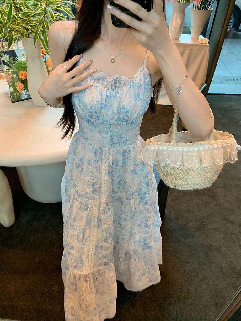 Dopamine Industry Floral Embroidery Camisole & Skirt Set with Cardigan - Women's Forest Style Two-Piece Dress