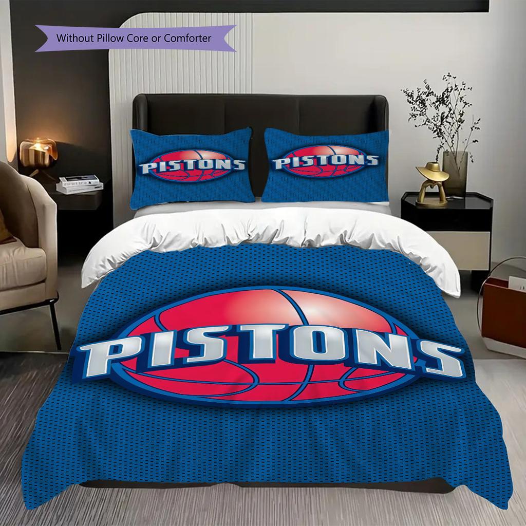 Detroit Pistons Bold Logo Three-piece set(1 * duvet cover + 2 * pillowcase, without core) Bedding set Duvet cover and pillowcase