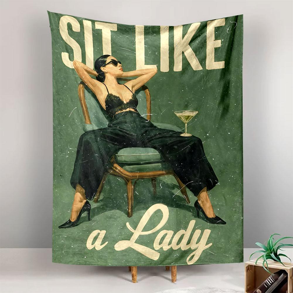 Sit Like a Lady Tapestry Wall Hanging, Elegant Slogan Art, Wall Decor for Bedroom Living Room Dorm