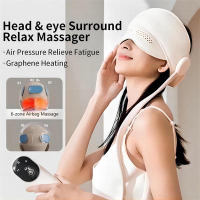 Massaggiatore per la testa a pressione d'aria Massaggiatore elettrico per testa e occhi Riscaldamento al grafene Impacco caldo per occhi Per relax Migliora il sonno Sollievo dallo stress