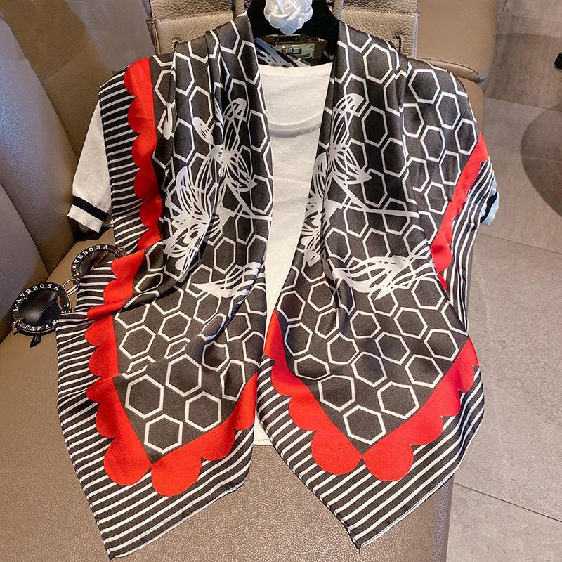 Spring Scarf Women's Luxury Design Polyester Material Smooth Scarf Soft Muslim Headscarf Shawl Beach 90x90cm