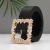 Belt Women'S Rhinestone Square Buckle Decoration With Jeans, Trousers, Blazer, Pin Buckle Belt