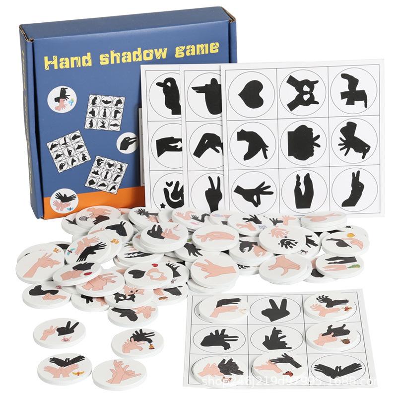 

Montessori Animal Hand Shadow Matching Game Parent-Child Interactive Shadow Imitation Gesture Learning Thinking Educational Toys