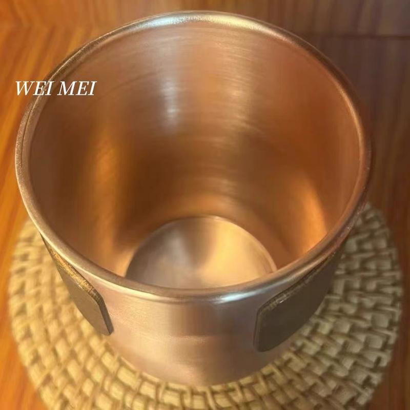 Pure Copper Coffee 300 ml Mug,Anti-Scald Cup Sleeve Handcrafted Polishing Natural Color Tea Brewing Cup Friends Gifts Drinkware
