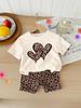 INS Girls' Heart Leopard Print Summer T-shirt & Shorts Set - New 2025 Arrival