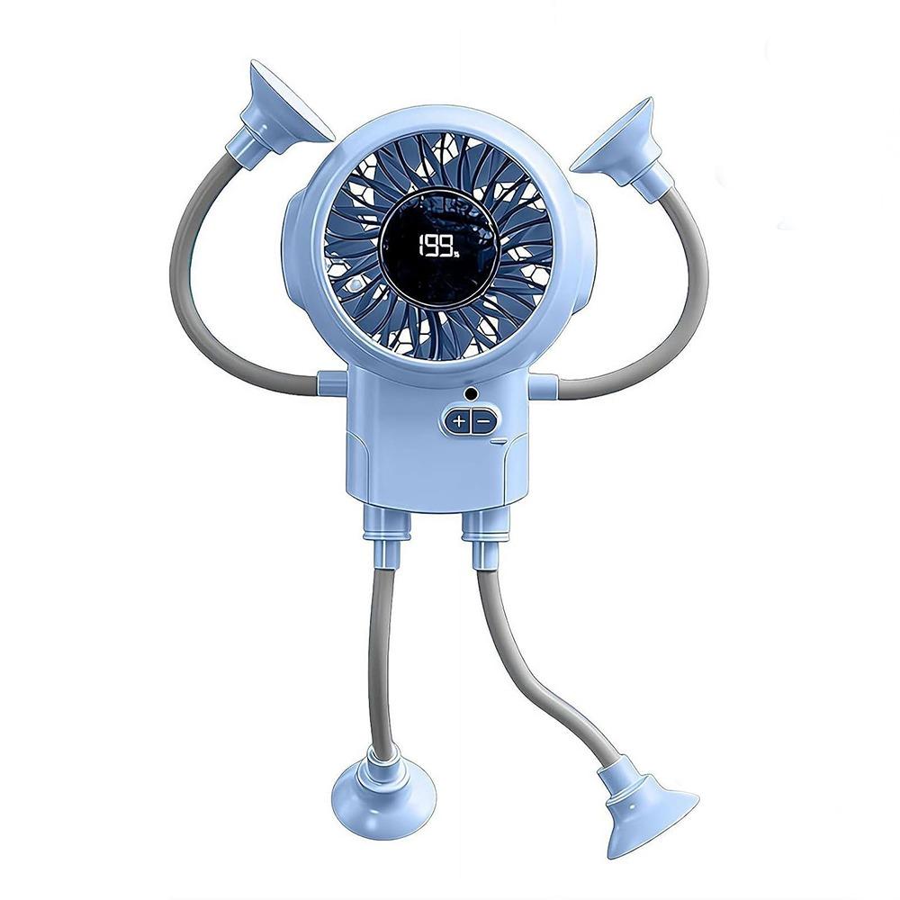 

with 3 Speeds Portable Robot Fan Rechargeable Battery Small Fans Sports Camping Traveling синий