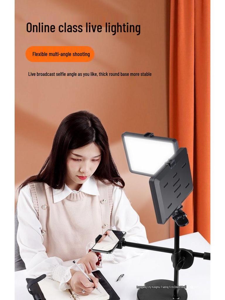 Dual Light No-Shadow Phone Stand: Live Stream Selfie Fill Light for Desktop & Professional Food Photography.